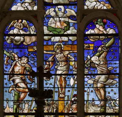 Window depicting the Crucifixion by French School